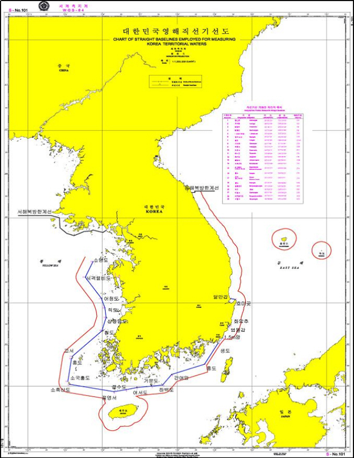 우리나라 영해기선도. 국토교통부 제공