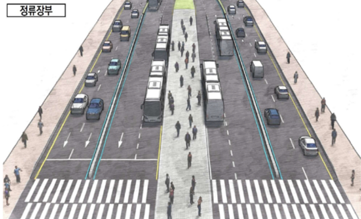섬식 정류장. 국토교통부 제공