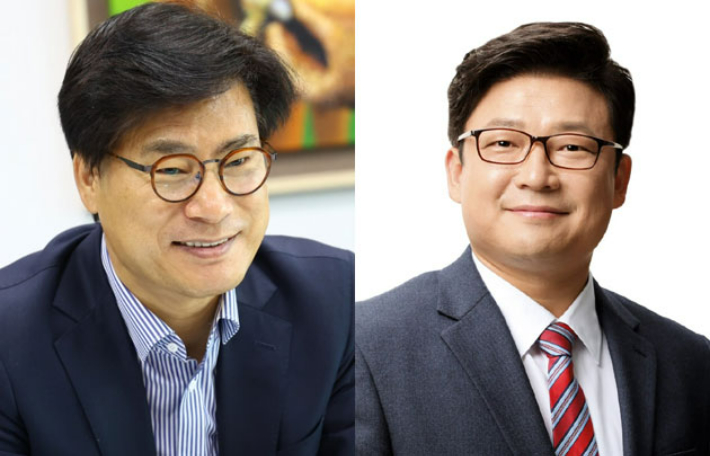 구미을 김영식 의원(왼쪽)·강명구 전 국정기획비서관(오른쪽). 김영식 의원실 제공·연합뉴스 