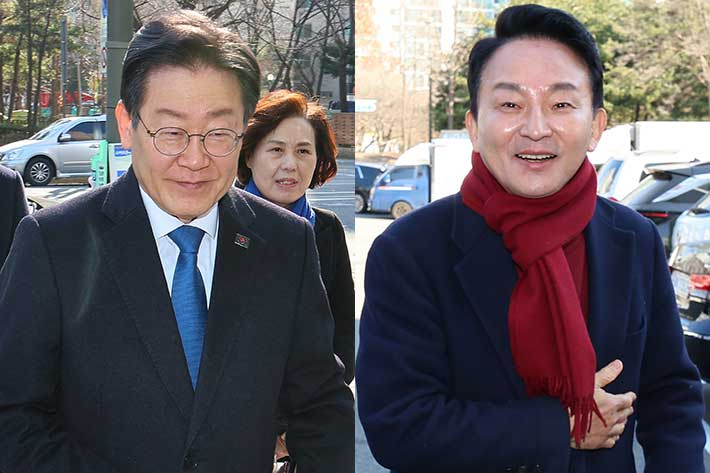 더불어민주당 이재명 대표(왼쪽)와 국민의힘 원희룡 전 국토교통부 장관. 연합뉴스