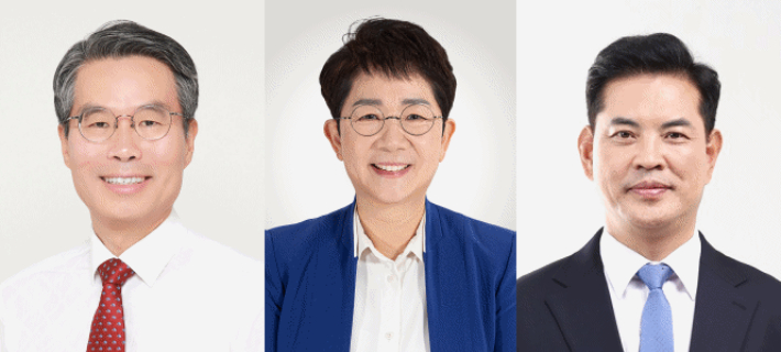 (왼쪽부터) 국민의힘 박경호, 더불어민주당 박정현, 새로운미래 박영순 후보. 본인 제공