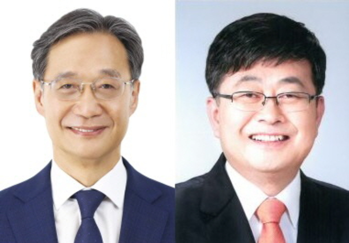 다음 달 10일 예정된 제22대 국회의원 선거에서 인천 계양갑 선거구에 출마한 더불어민주당 유동수 후보(왼쪽)와 국민의힘 최원식 후보. 중앙선거관리위원회 제공