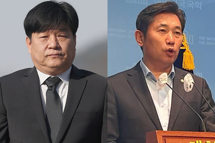 더불어민주당 양문석 경기 안산갑 후보(왼쪽), 조오섭 의원. 연합뉴스