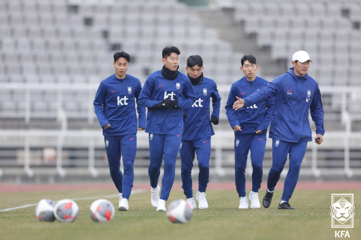 축구 대표팀의 두 번째 훈련. 대한축구협회 제공