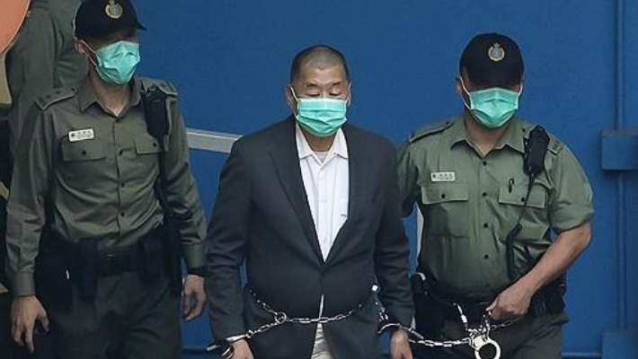 홍콩국가보안법 위반 혐의로 구속기소된 빈과일보 사주 지미 라이. 연합뉴스