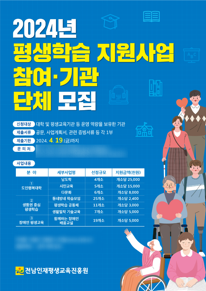 전남 평생교육 관련 기관·단체 공개 모집 포스터. 전라남도 제공