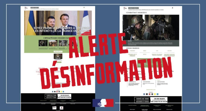 우크라전 참전 프랑스인 모집한다는 가짜 사이트. 프랑스 국방부 엑스 캡처