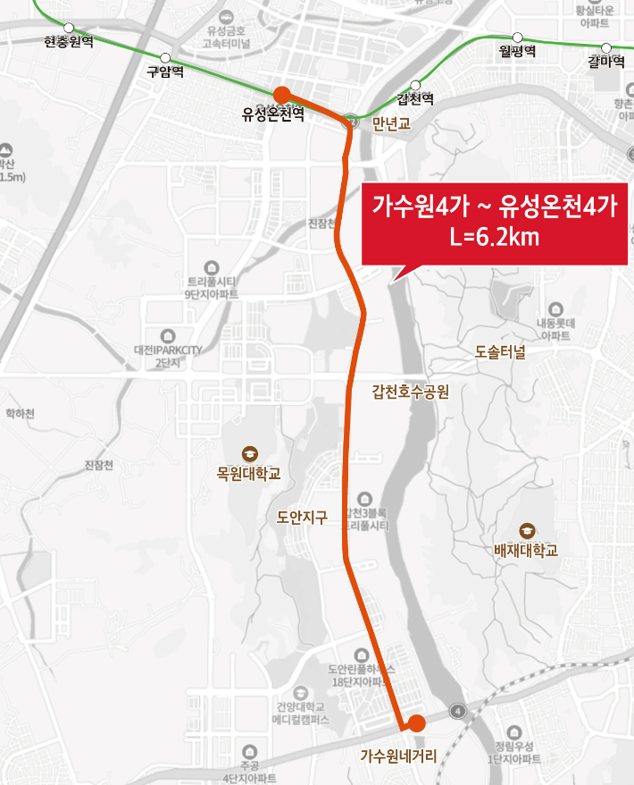 신교통수단 시범사업 노선. 대전시 제공