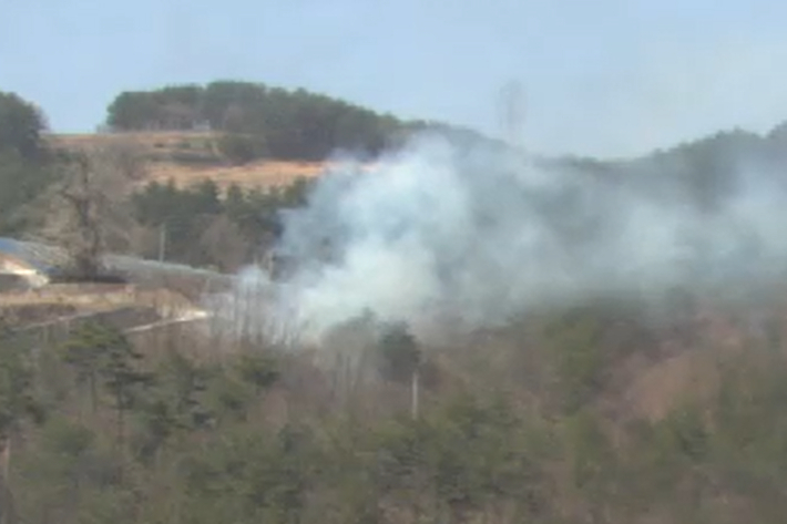 1일 오후 1시 7분쯤 강원 삼척시 도계읍 늑구리의 한 야산에서 불이 났다. 산림청 중앙산불방지대책본부 제공