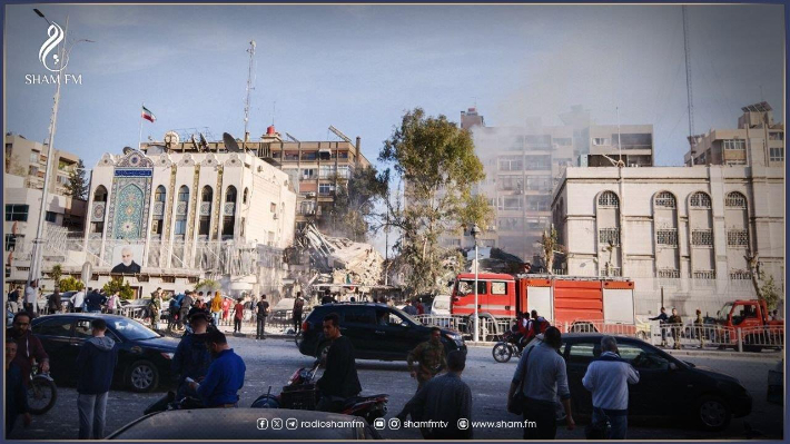폭격받아 무너진 이란 외교 공관. 샴FM 엑스 캡처