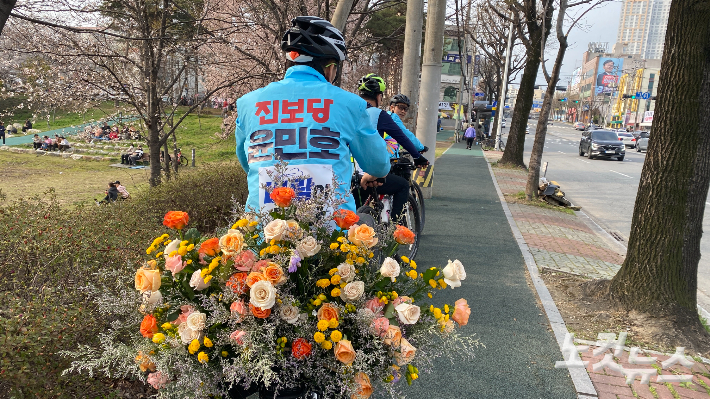 광주 북구을 지역구에 출마한 진보당 윤민호 후보. 김수진 수습기자