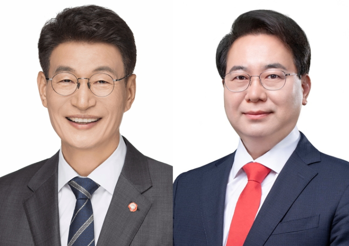 민주당 문대림 후보(사진 왼쪽)와 국민의힘 고기철 후보. 중앙선거관리위원회 캡처