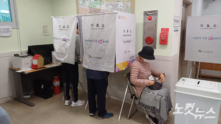 대구 지역에 마련된 제22대 총선 투표소. 정진원 기자 