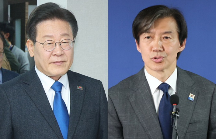 더불어민주당 이재명 대표(왼쪽)와 조국혁신당 조국 대표. 연합뉴스