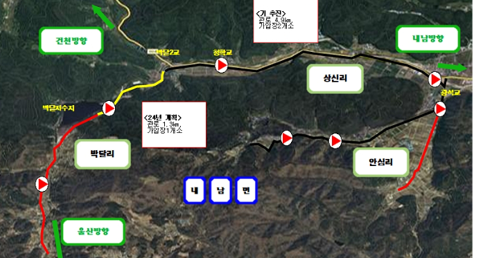 상수도 급수구역 확장공사 위치도. 경주시 제공