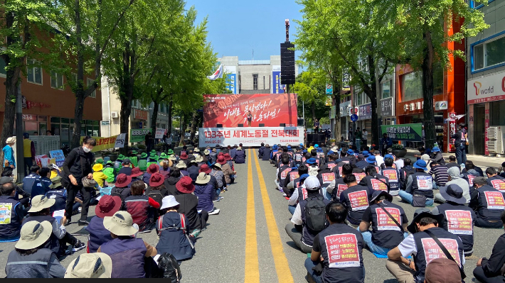 133주년 세계노동절 전북대회. 기사와 직접적인 관련 없음. 민주노총 전북본부 제공