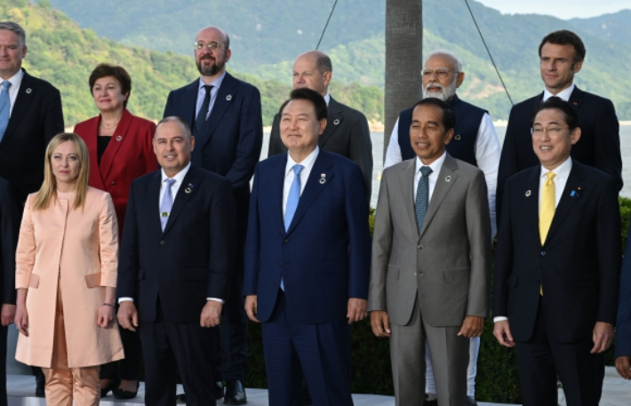지난해 G7 의장국인 일본 초청에 따른 참관국(옵서버) 자격으로 G7 정상회의 참석한 윤석열 대통령. 연합뉴스