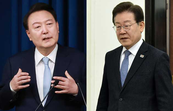 윤석열 대통령(왼쪽), 더불어민주당 이재명 대표. 윤창원 기자·연합뉴스
