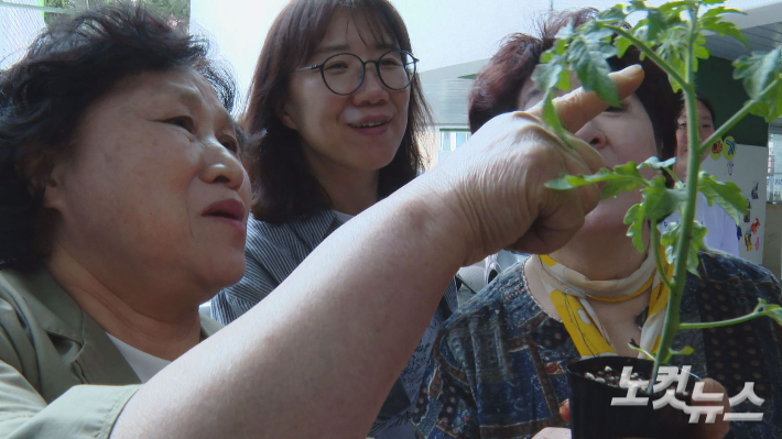 기독교환경운동연대 지구를 위한 행동 실천모임 참가자들이 23일 서울 서대문구 봉원교회에서 텃밭 가꾸기 실습에 참여하고 있다. 정용현 기자