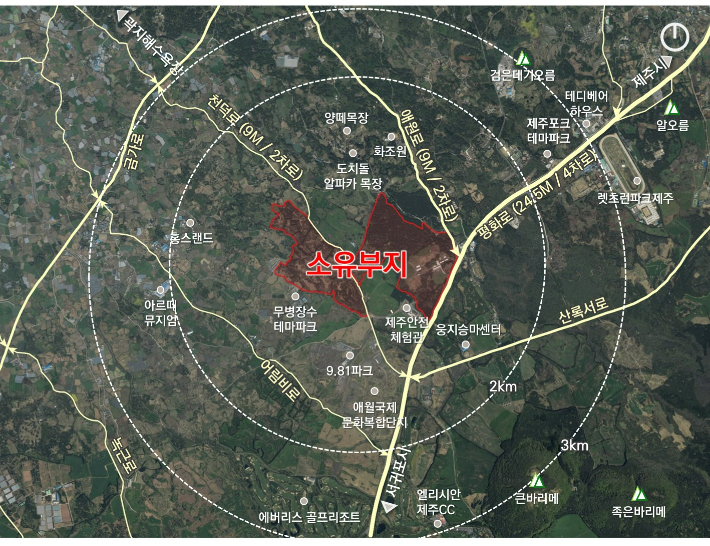 애월포레스트 관광단지 조성 사업 위치. 제주도 제공 