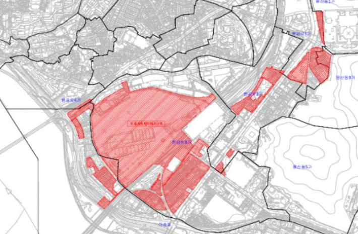 용산 철도정비창 일대 토지거래허가구역. 국토교통부 제공