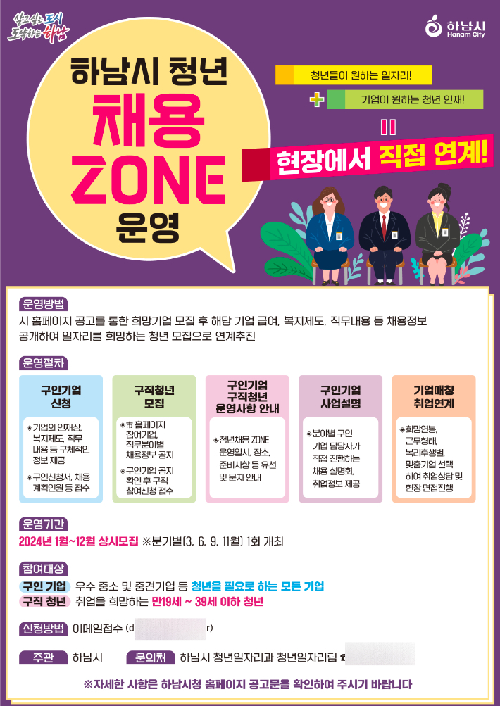  '2024년 제2회 하남시 청년 채용 존(ZONE)' 포스터. 하남시 제공