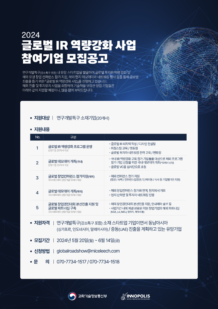 글로벌 IR 역량강화 사업 포스터. 특구진흥재단 제공