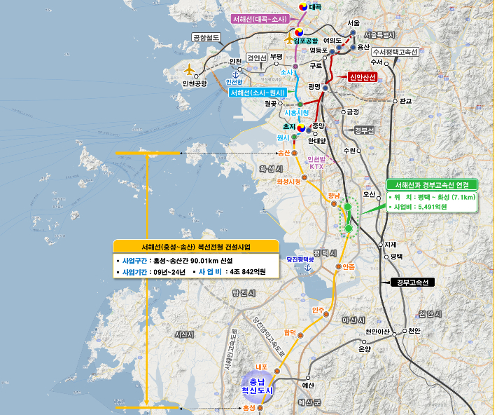 서해선-경부고속선(KTX) 연결 사업도. 충남도 제공 