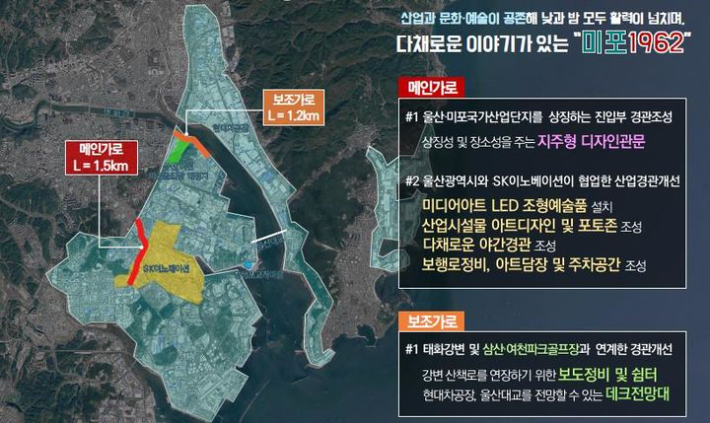 울산·미포국가산업단지 '활력 있고 아름다운 거리' 위치도. 울산시 제공