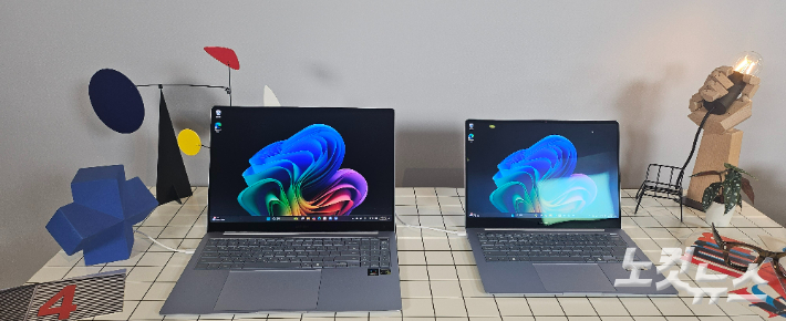 '갤럭시 북4 엣지' 출시를 앞두고 삼성전자가 30일 진행한 미디어 브리핑 현장에 제품이 전시되어 있다. 김수영 기자