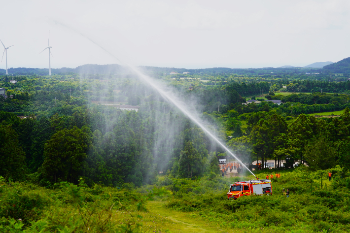 험지펌프차 시연회 모습. 제주도소방안전본부 제공