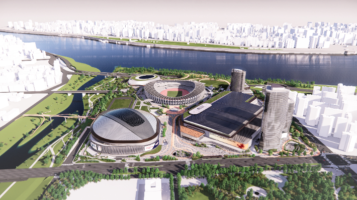 돔구장 등이 완성된 이후 '잠실 스포츠·MICE 복합개발 사업' 조감도. 서울시 제공 