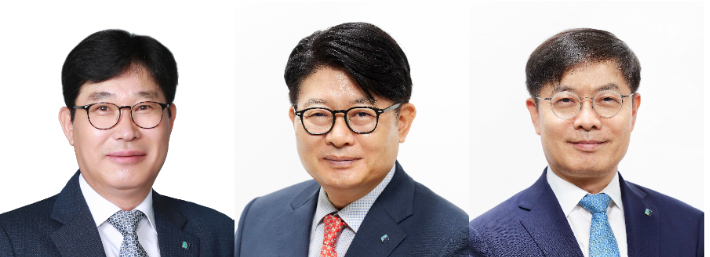 왼쪽부터 IBK기업은행 김학필 리스크관리그룹장, 백상현 카드사업그룹장, 정성진 글로벌·자금시장그룹장. IBK기업은행 제공
