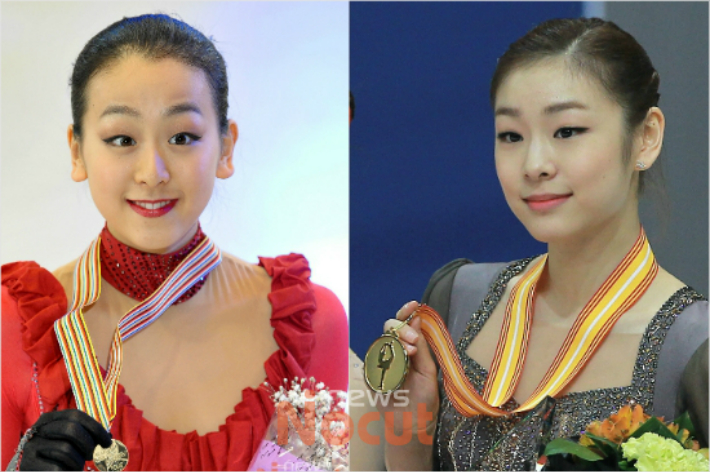 일본 아사다 마오(왼쪽)는 주니어 시절부터 김연아와 라이벌 구도를 이뤘지만 올림픽에서 잇따라 패하면서 2인자의 굴레를 벗지 못했다. 노컷뉴스