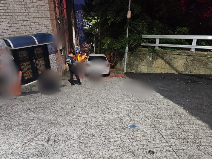 사고현장인 내리막길. 부산경찰청 제공