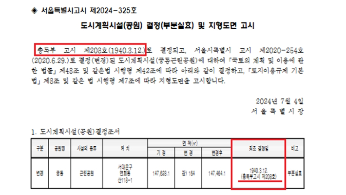 '총독부 고시' 명칭이 사용된 사례. 서울시 제공 