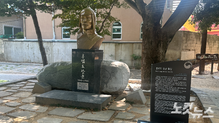 광주 광산구 고려인마을 내 홍범도공원. 김한영 기자