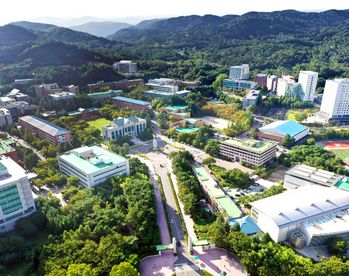 하늘에서 바라 본 울산대학교 캠퍼스 전경. 울산대 제공