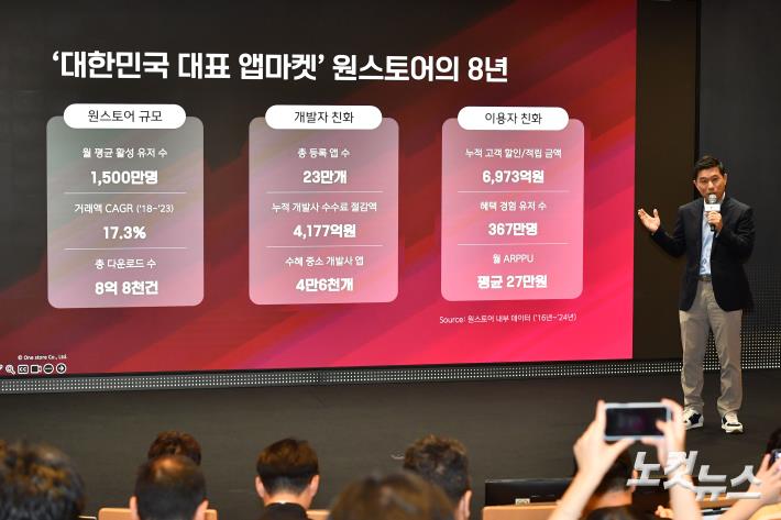 원스토어 글로벌 진출 선언하는 전동진 대표