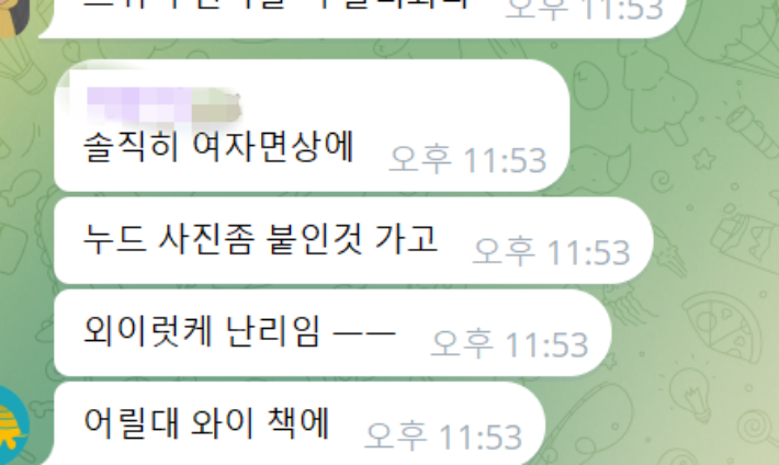 지난 28일 딥페이크 성범죄 관련 텔레그램 대화방에서는 이용자 간에 죄의식을 느끼지 못하는 대화가 오갔다. 텔레그램 대화방 갈무리