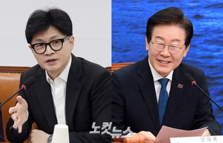 국민의힘 한동훈 대표와 더불어민주당 이재명 대표. 윤창원 기자