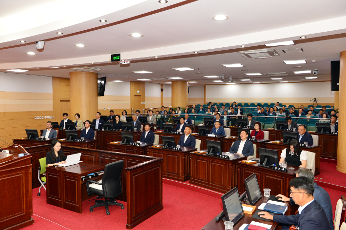 2일 광양시의회 제331회 임시회 개회 모습. 광양시의회 제공  