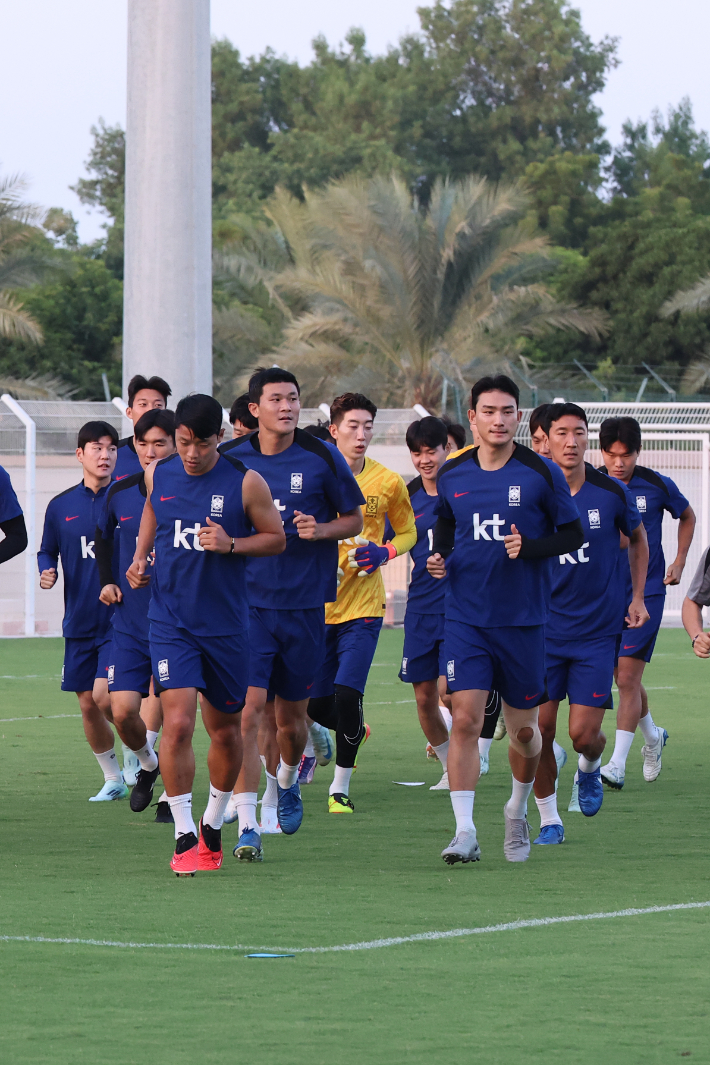 축구 대표팀의 오만 훈련. 연합뉴스
