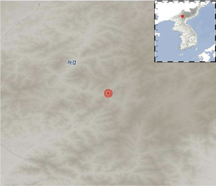 19일 북한 자강도 용림 동북동쪽 7km 지역에서 규모 3.9의 지진이 발생했다. 기상청 제공