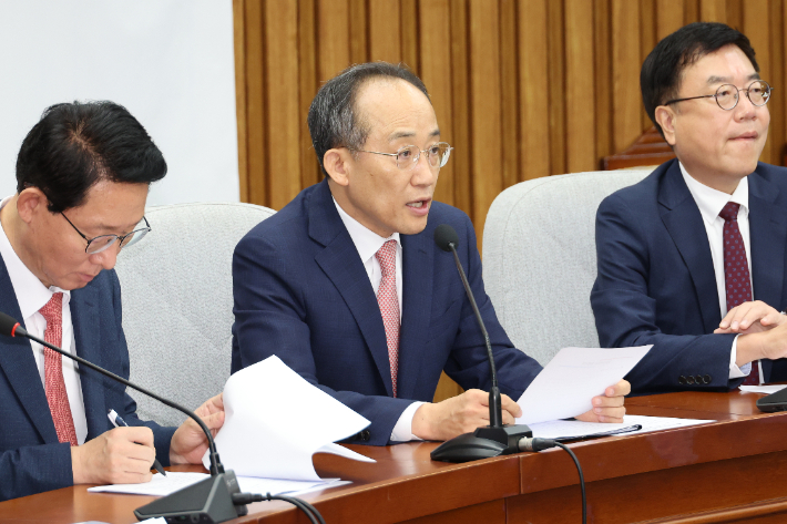 추경호 "이재명에 공정한 판결 내려달라"…김건희 질문엔 '침묵'[영상]