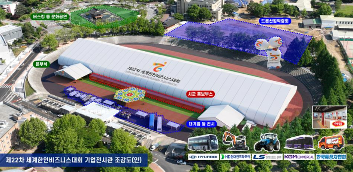 기업전시관 조감도와 참여 대기업 등. 전북도 제공