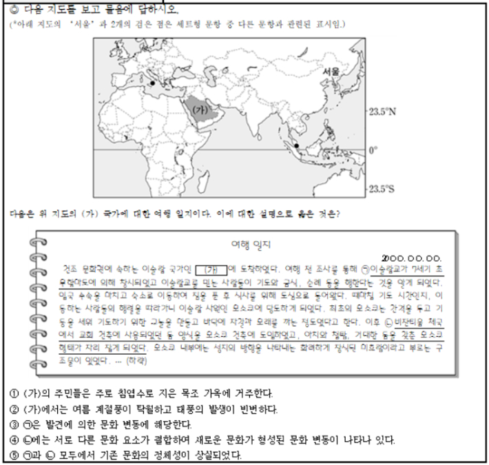 통합사회 예시문항. 교육부 제공