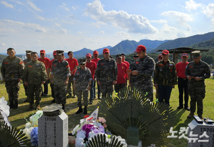 끝내 전역하지 못한 채상병…선배 해병들 대전현충원서 추모[영상]