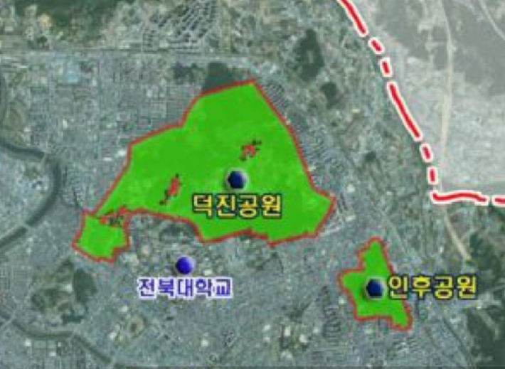 전주 덕진공원 위치도. 전주시 제공