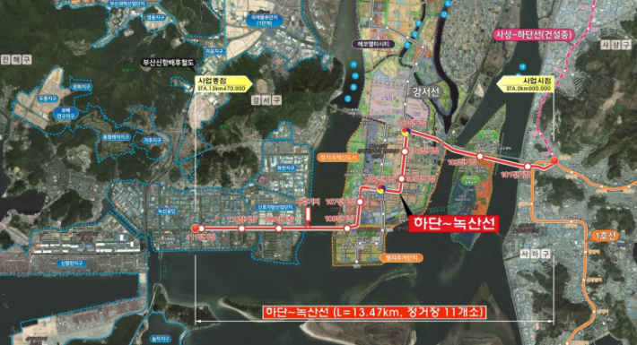 하단~녹산선 위치도. 김도읍 의원실 제공